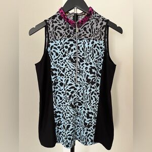 ⛳ Jamie Sadock Sleeveless Golf Top | Bold Animal Print Zip Neck | Sporty Chic